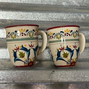 $19 sale Vintage retired Bobby Flay lot of 2 ceramic Sevilla coffee mugs be